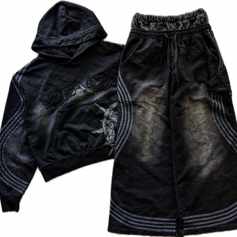 Black Leopard Print Sweatsuit - {Holding Price} Y2K Distressed
