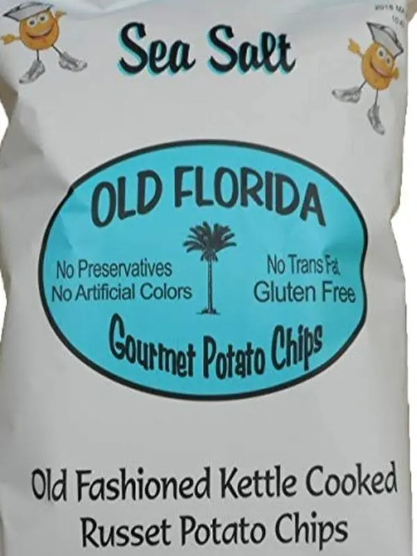 Sea Salt Kettle Cooked Potato Chips by Old Florida Gourmet - Wholesome & Delicious Salted Chips Made Only 3 Ingredients | Authentic Florida Snack