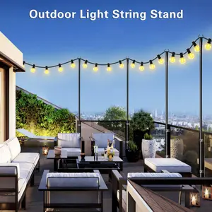 10-foot outdoor metal string light poles with forks, suitable for patios, backyards, gardens, decks, parties, and weddings (string lights not included, only the light poles).
