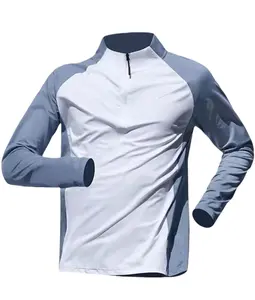 Men's UPF 50+ Long Sleeve Quarter Zip Shirt Moisture-Wicking Athletic Workout Top Quick-Dry Outdoor Performance for Hiking Running & Fitness