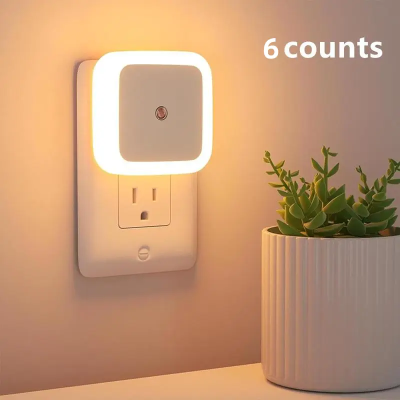 6 Pack Night Light, Warm White LED Night Lights Plug into Wall with Dusk to Dawn sensors, Plug in Night Lights for Kids Room, Bedroom, Bathroom, Baby Nursery, Stair Lights, Hallway Light Ambient Decoration Lamp