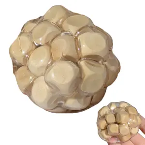 Explorinox Wooden Block Filled Stress Ball Shapeable Anxiety Relief Cube Filling Ball Squeeze Toy Portable Travel Calming Textured Ball Sensory Fidget Toy