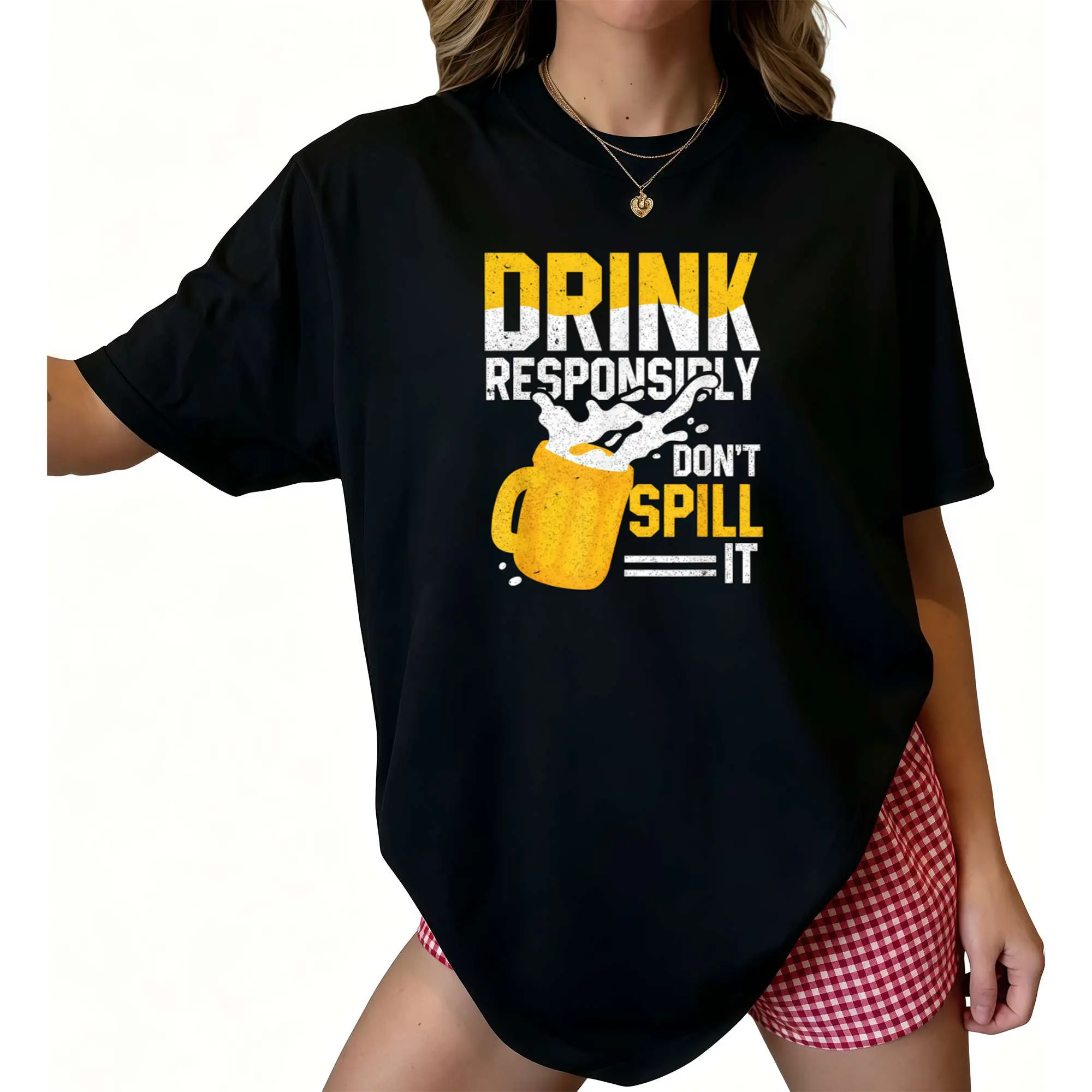 Drink Responsibly Don't Spill It Funny Beer Drinking T-Shirt