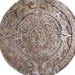 Calli Azteca Designs 18" Aztec Calendar - High-Quality Epoxy, Hangable Wall Decoration, Intricate Detailing, Copper Hammered Finish - Hanging