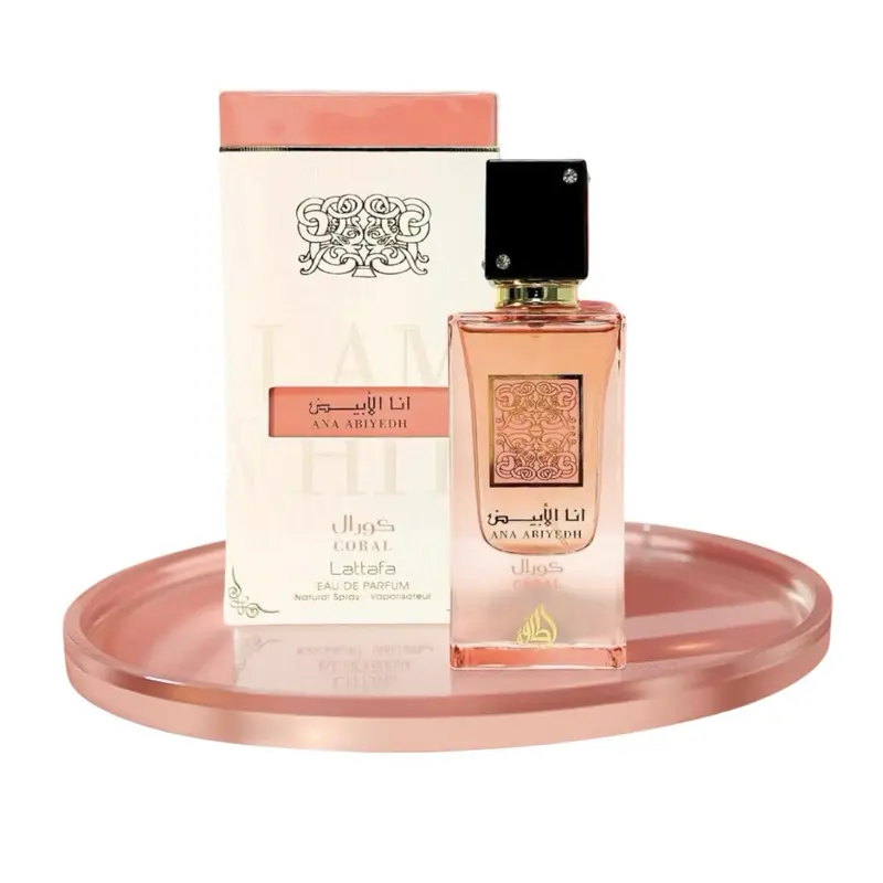 Lattafa Ana Abiyedh Coral EDP, Long-Lasting Arabian Perfume for Men and Women, Floral Fruity Scent with Peach, Coconut & Vanilla Notes, 2.0 oz (60 ml), Captivating Scent, Floral Fruity Fragrance, Perfumes For Women, Long Lasting Perfumes