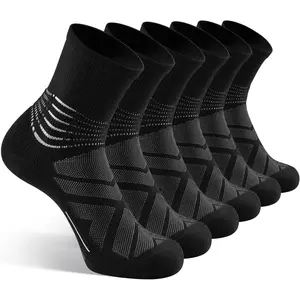 Compression Ankle Support Crew Socks Men Women Coolmax Wicking Plantar Fasciitis Relief Running Hiking Socks 3 Pairs