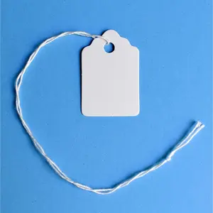 Merchandise Tags with String Attached - 1 1/4" x 7/8", 1000 Strung Peper Price Tags, Small Pre-Strung Marking Labels for Pricing