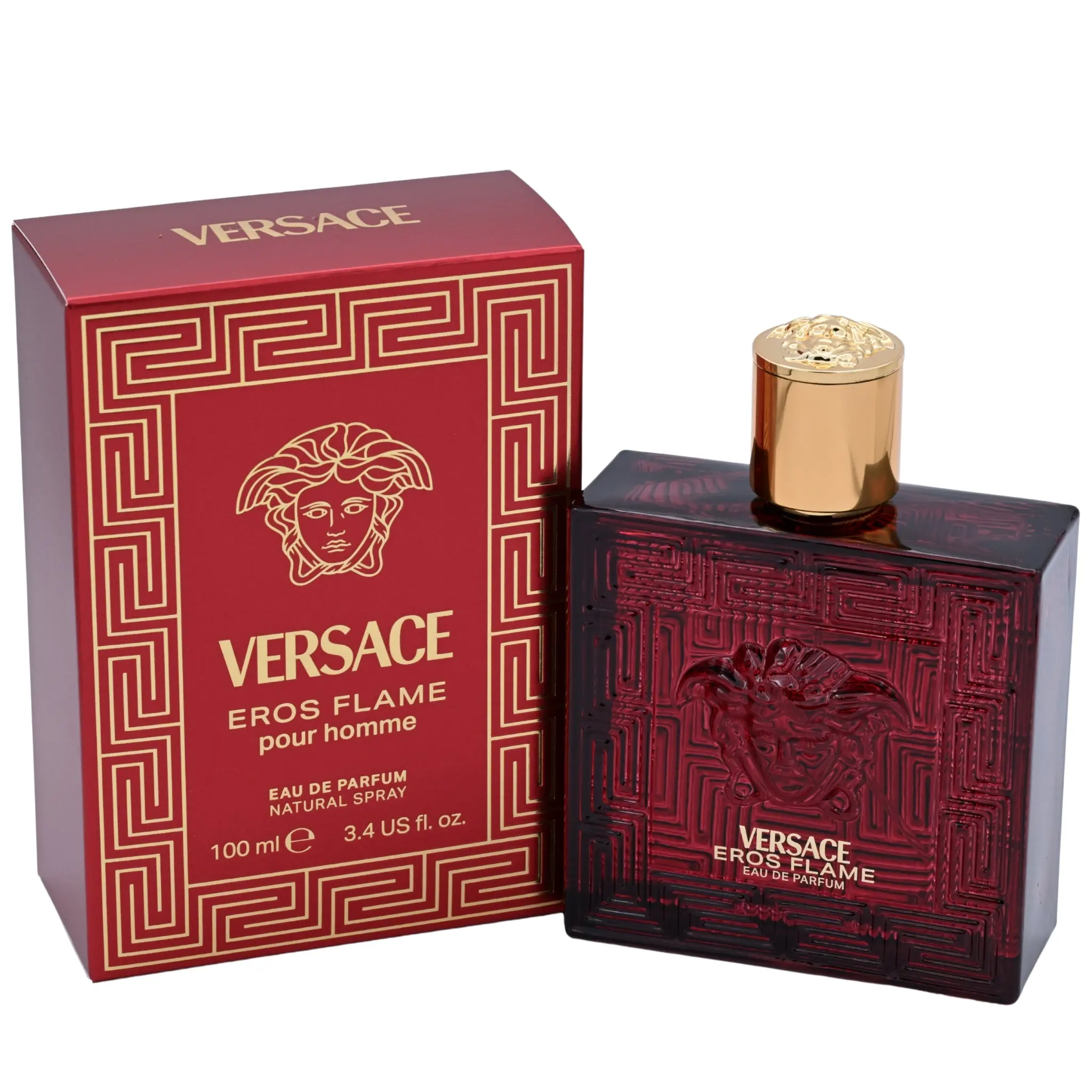 VERSACE Eros Flame EDP - Men's Woody Spice Cologne, 3.4 fl oz, New in Box, Elevated Luxurious Modern Men's Fragrance, Men's Cologne