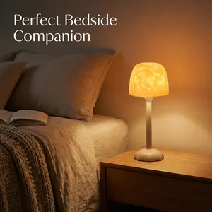 IP65 Waterproof Shower Lamp for Inside Shower, Outdoor Patio Cordless Rechargeable Table Lamp, RGB Ocean Wave Projector, Battery Operated Small Touch Lamps for Kitchen Counter Nightstand Desk Bathroom