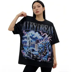 Washed VALLEY American T-Shirt High Quality Oversized Black Cotton Tee Vintage Hip Hop Short Sleeve Streetwear Summer Outfit Graphic Basic Shirt Easter gifts