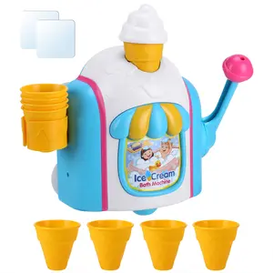 Ice Cream Shaped Candy Color Bubble Machine - ABS Plastic Baby Bath Toy, Easy Operation, with 2 Nano Stickers, Ice Cream Shapes
