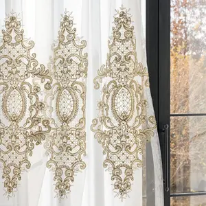 Floral Embroidery Door Curtain, 1 Count Exquisite Elegant Door Curtain, Window Curtain Home Decoration Curtain for Home Living Room Bedroom Decor