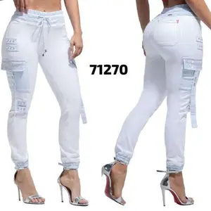 W71-270 Colombian Jogger jeans con pedreria