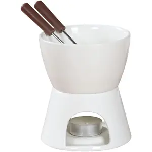Pure White Porcelain  Fondue Set, 10 Oz