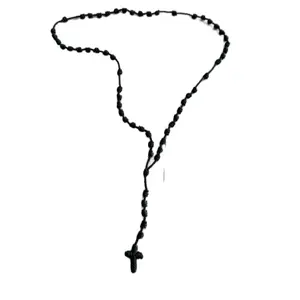 100% Handmade Rosary Cross Pendant Long Braided String Knotted Catholic Religion Adjustable Colorful Rope Necklace Lucky Protection Keepsake Jewelry for Women Men made in Mexico