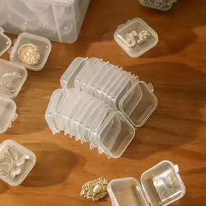 24pcs Plastic Jewellery Storage Box with Lid • Square Container Storing Beads, Earrings, Small Crafts Organizing • Home Bedroom Accessory Box • Crafts and Sewing Supplies Storage