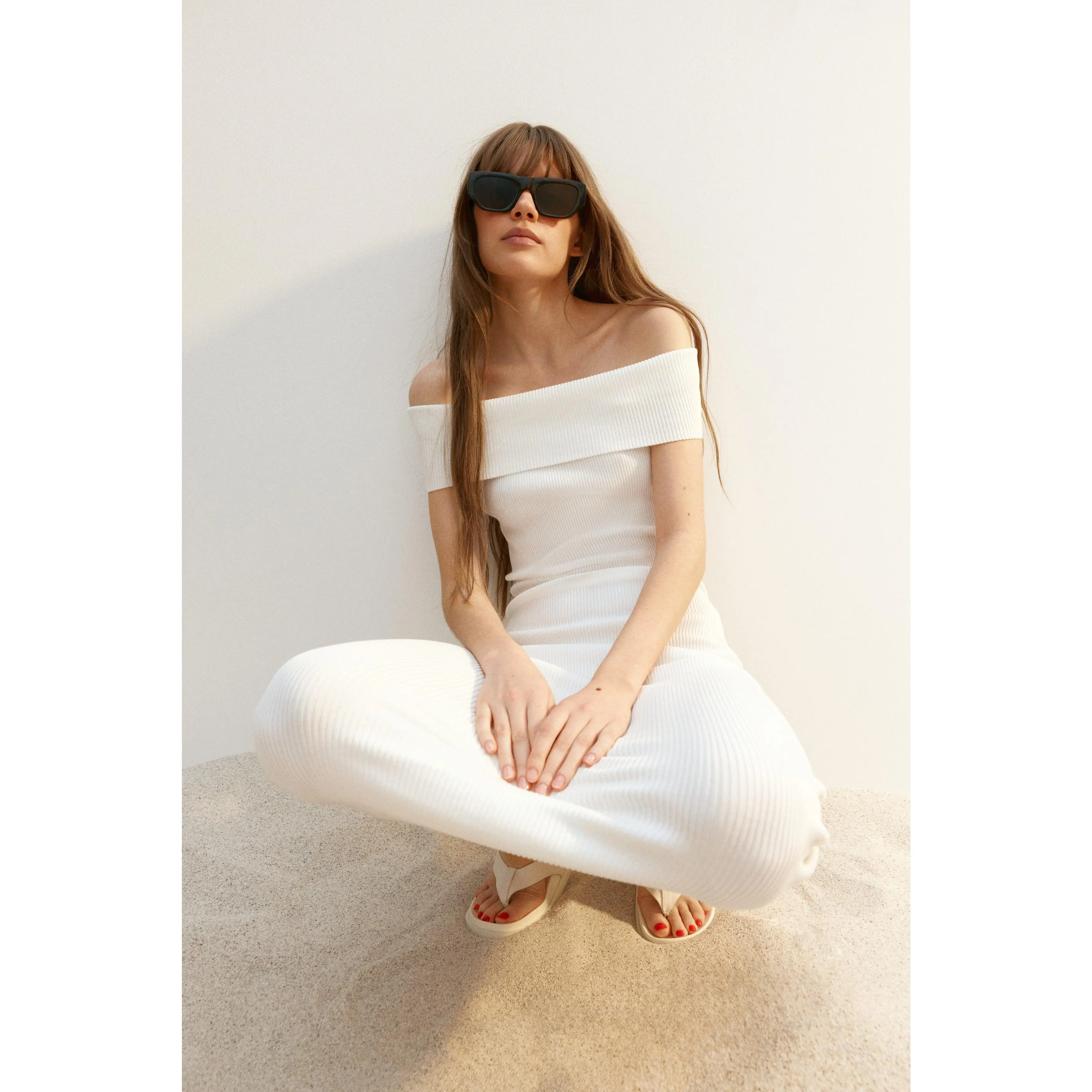 H&M Ribbed off-the-shoulder dress