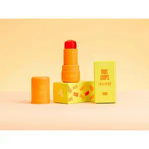 Fruit Loops LOLLIPOP - Coral Gloss Lipgloss for Lips & Cheeks, Intensely Pigmented Makeup, Juicy Coral Color, Easy Application, Glossy Lipstick