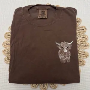 Highland cow embroidered summer spring comfort colors shirt/  comfort colors tee