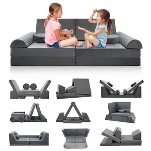 ABORON Kids Couch Play Set, Modular Kids Sofa Couch Fold Out Couch Playhouse Play Set for Toddlers, Creative Couch Kids Foam Play Couch Indoor