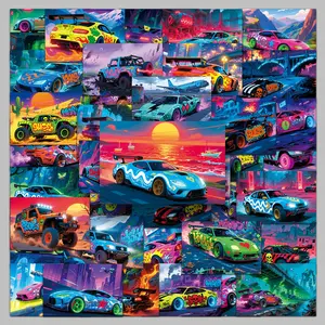 50pcs Cyber racing scene cool trend cartoon stickers diy phone case suitcase water cup creative stickers