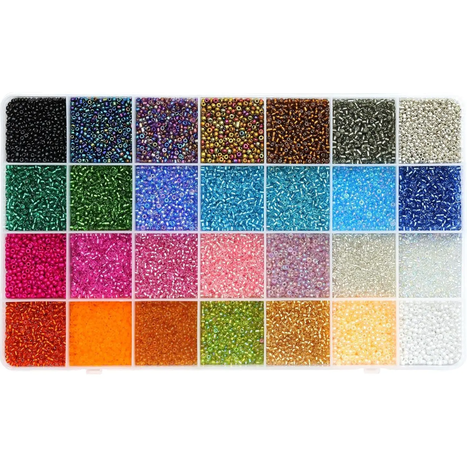 24000-Count 2mm Glass Seed Beads Kit with 0.6mm Hole, 28 Colors Beading Making Supplies for Adults - Ideal for Bracelets, Necklaces, Christmas