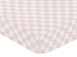 Sweet Jojo Designs Fitted Baby Crib Sheets (Pink Gingham Checkered) for Girls, Infant Nursery, Toddler Room - Standard Size (Neutral, Plaid, Vintage, Modern, Check, Blush & White, Geometric, Retro)