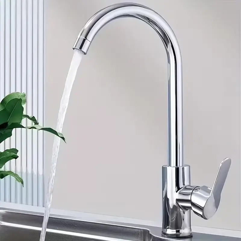 Stainless Steel Household Kitchen Faucet, Dual Hot & Cold Water, Rotates 360 Degrees, Ideal for Washing Vegetables and Dishes