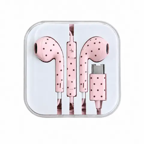 USB C Wired Earbuds with Mic, Compatible with iPhone 18 Pro Max, iPhone 18 Duo, Cute Polka Dot In Ear Headphones with Remote Control & Volume Button, Colorful Cartoon Style Earphones for Phone, Music, Gaming, Calls, Halloween & Christmas Gifts