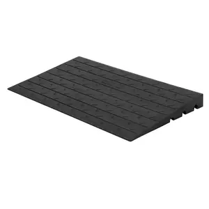 GARVEE Rubber Threshold Ramp, 3" Height Driveway Handicap Ramp with 3 Channels Cord Cover, Portable Anti-Slip Wheelchair Ramp for Doorways, Home Entry Steps, Curbs, 2500Lbs Capacity