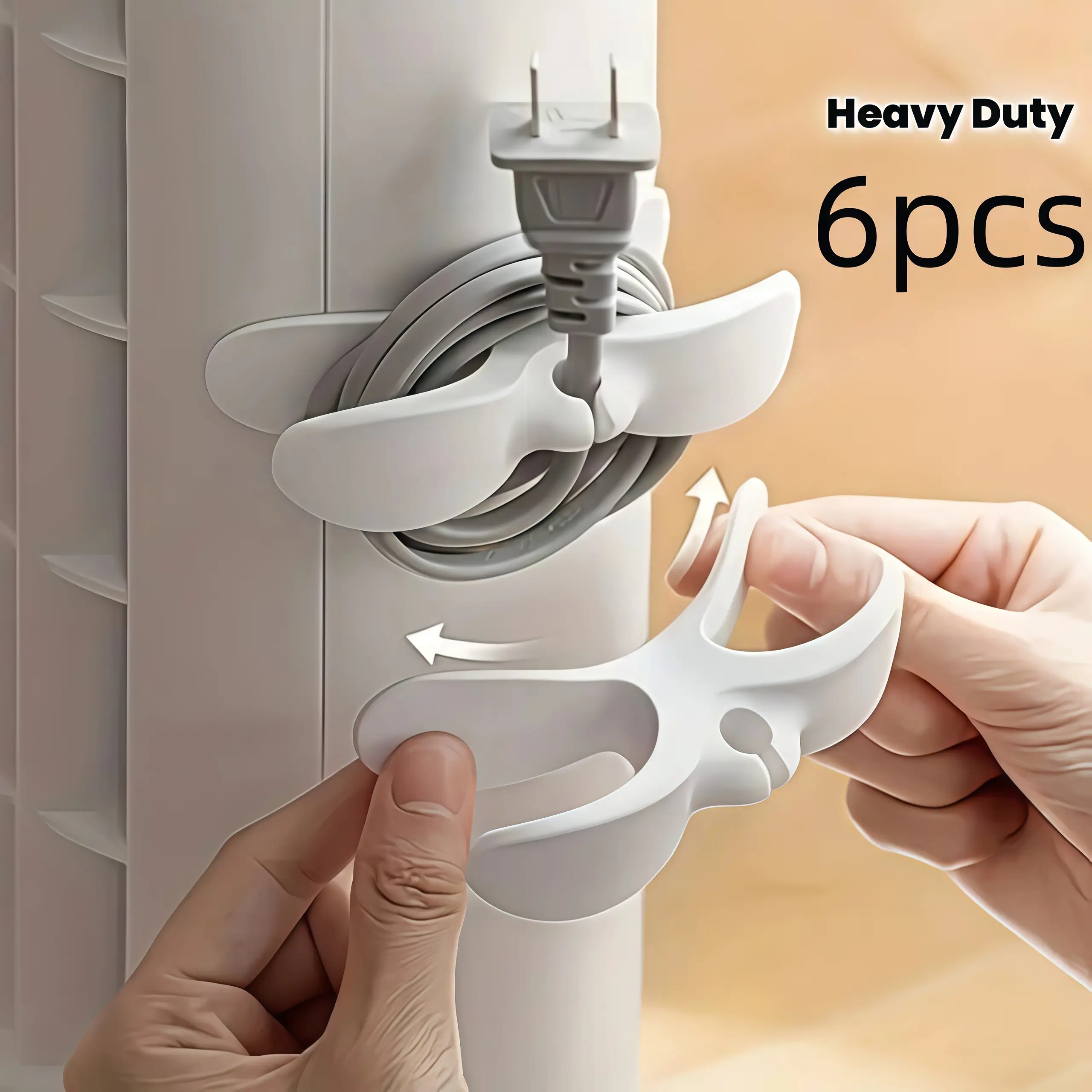 6pcs Silicone Cord Organizer - No Drilling, Easy Installation Cable Management Kit with Cord Holders for Cables, Desk Accessories, Office Accessories for Desk Organization, Home Phone Chargers, Kitchen Appliances