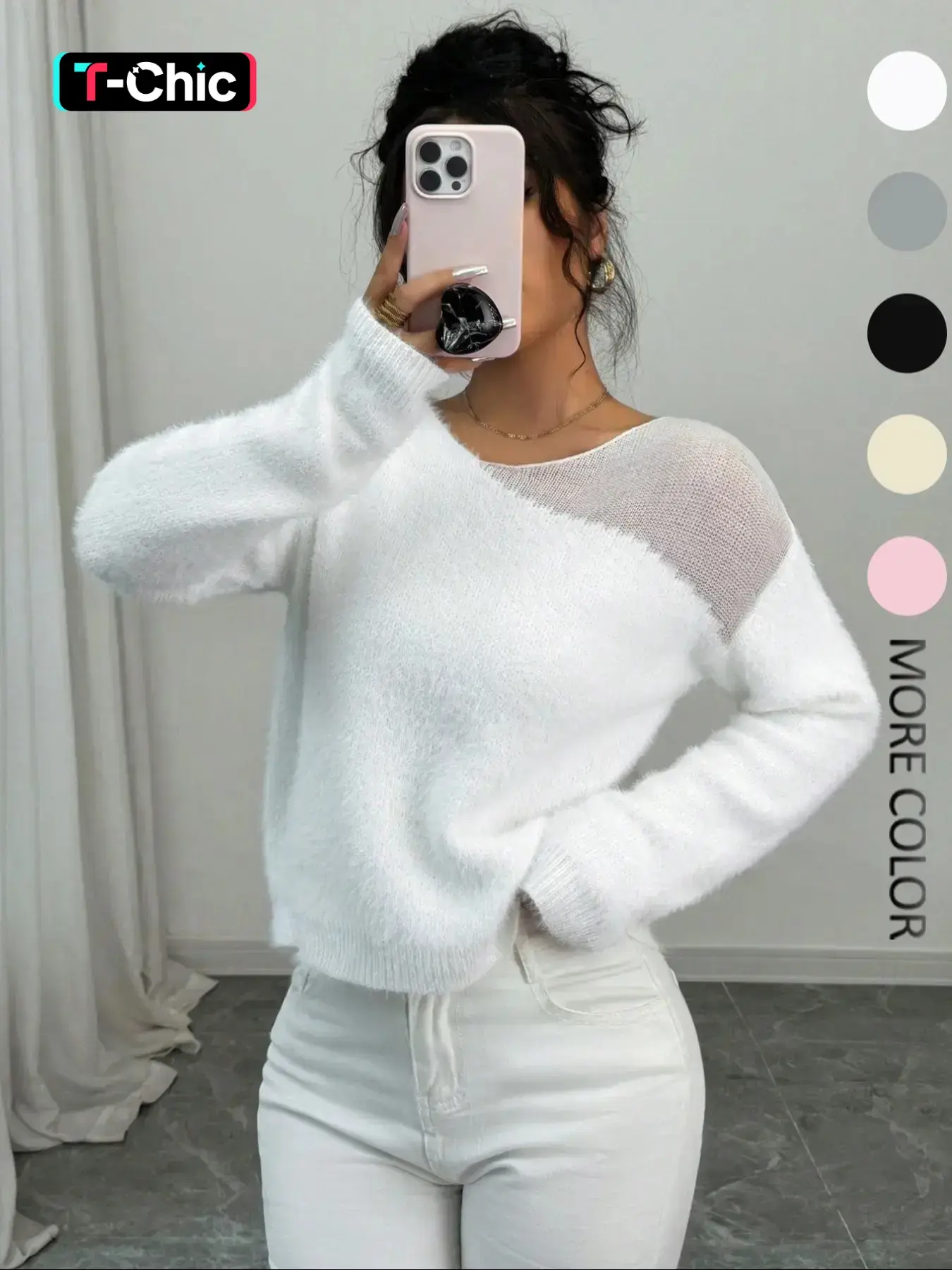 Women's Solid Color Minimalist Basic Fitted Knitting Fabric Sweater Pullover, Plain Sweater Pullover, Casual Long Sleeve Jumper for Fall & Winter, Autumn Knit, Comfortable Women's Lady Chic Knitwear Knit Tops for Daily & Party Wear, Womenswear