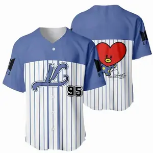 Full Print Bangtan Baseball Jersey Jersey, Vintage V 95 Jersey Shirt for Men & Women, Baseball Jersey for Men and Women, Baseball Jersey Style