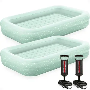 Intex Kids Travel Inflatable Air Mattress with Raised Sides & Hand Pump (2 Pack)
