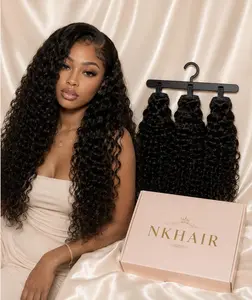 [NKHAIR] 12A Virgin Burmese Curly Human Hair Extensions, 3-4 Bundles 100% Unprocessed Hair
