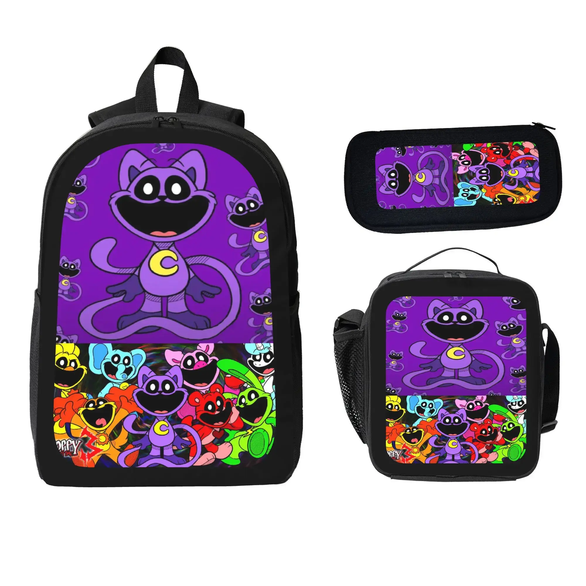 Smiling Critters Backpack With Lunch Box Pencil Case 3 In 1 For Boy Girl Teen Schoolbag Lightweight Large Capacity 600D Oxford Cloth Adjustable Straps Comfortable Mesh Back Cushioning backpack goals-B