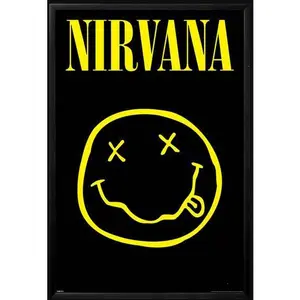[Sale off up to 65%][Free Ship][No Frame] Nirvana - Smiley Logo Framed Poster (2)
