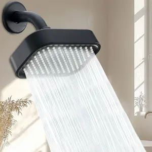 High-Pressure Rainfall Shower Head with Sleek Chrome Finish, Wall-Mounted Rectangular Spray Coverage, Luxury Bathroom Accessory