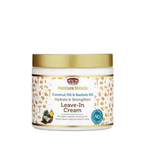 African Pride Moisture Miracle Coconut Oil & Baobab Oil Leave-In Hair Cream - Provides Intense Moisture, Hydrates & Strengthens, 12 oz