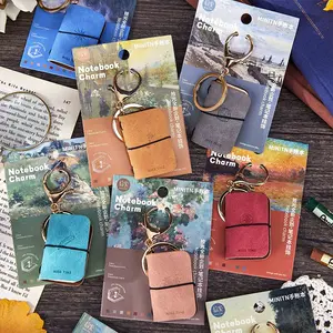 Artistic PU Soft Leather Mini Notebook with Cute Keychain, Portable Daily Diary, Convenient Accounting Journal, Handwriting Book