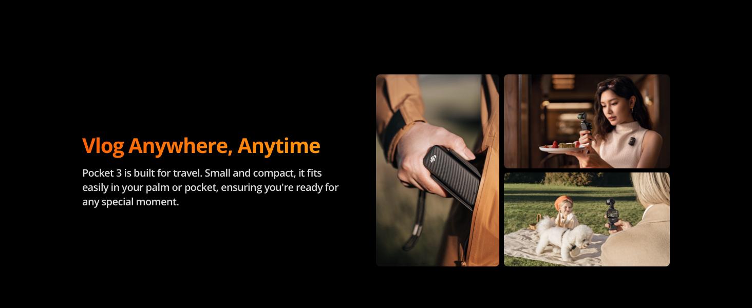 DJI Osmo Pocket 3, Vlogging Cameras with 1'' CMOS & 4K/120fps Vlog Camera, 3-Axis Stabilization, Fast Focusing, Face/Object Tracking, Digital Vlogging Camera for YouTube
