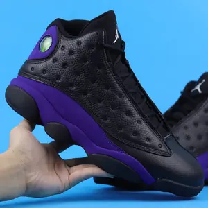 Court Purple New men's lace-up outdoor sports shoes with black and purple leather, breathable casual running shoes