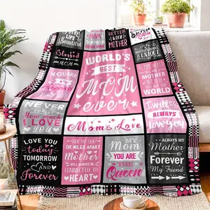 Pink & Black Checkered Flannel Blanket - Heartfelt Mom Gifts for Daughter or Son to Give, All-Season Cozy Throw with Inspirational Messages, Perfect for Mother’s Day Gifts, Versatile Bedding Throw