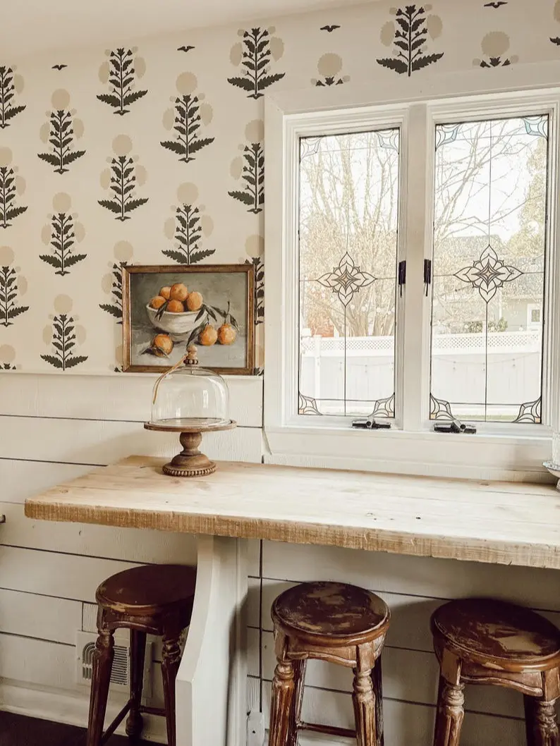 Block Print Wallpaper Stencil | Large Wall Painting Stencil | Global Textile Design Stencil