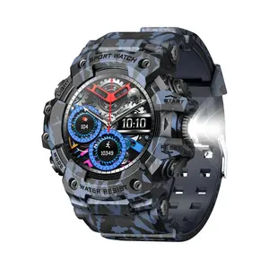 LED Flashlight Build in Smart Watch for Men with Compass Bluetooth Text Call Sport Watches Fitness Tracker 100+ Sports Modes Sleep Monitor Smartwatch for Iphone Android Phones IP68 Waterproof