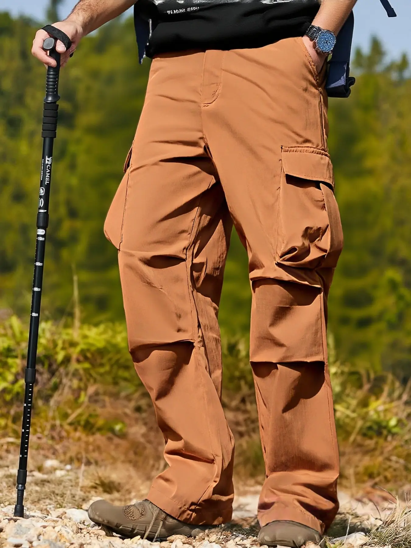 Men's  Cargo Pants - Multi - Pocket Outdoor Hiking Trousers, Durable Loose - Fit Baggy Elastic Casual Pants with Large Functional Pockets, Perfect for Camping, Trekking, Daily Wear & Various Outdoor Adventures.Couple outdoor work pants