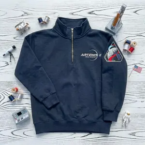 Artemis II Moon Mission Embroidered Quarter Zip Sweatshirt, Space Launch Apparel