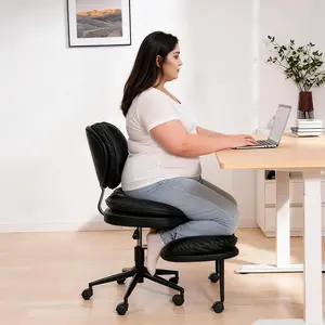 Extra-Wide & Tall Cross-Legged Office Chair with Cloud-Soft PU Leather Deep Cushion & High-Resilience Foam, Ergonomic Desk Chair for Home Office, Sit Freely & Switch Positions, Cozy Gift for Her Him Girlfriend Boyfriend Flash Sale Home Items,Summervibes