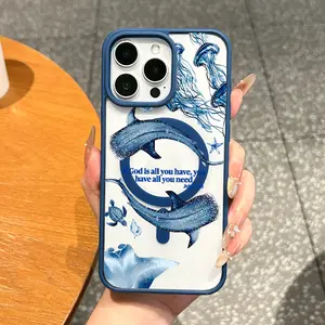 Magnetic TPU Smartphone Casing for iPhone 11/12/13/14/15/16/17 Pro Max, MagSafe-Ready Waterproof Cover with Marine Life Aesthetic, Shockproof, Lightweight Ultra-Thin Handheld Devices Accessories for Protection