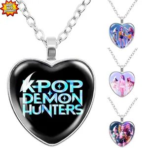 K-Pop Demon Hunters HUNTR-X Pendant Necklace Set – Rumi, Mira & Zoey Cosplay Accessories, Fashion Jewelry, Cute Cartoon Movie Necklace, Perfect Birthday & Holiday Gift for Fans